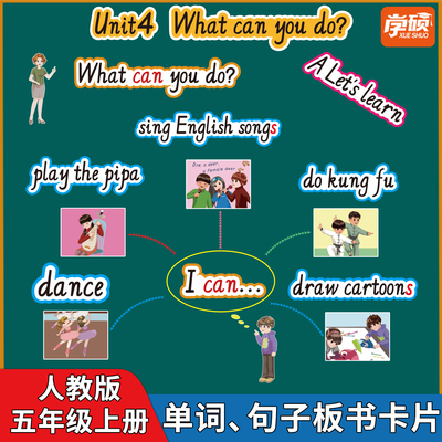 新人教五年级英语单词句子板书贴
