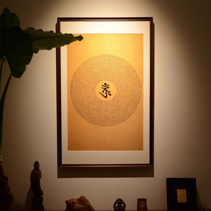 楞严咒西藏唐卡挂画客厅六字真言壁画佛堂背景墙画藏式心经装饰画