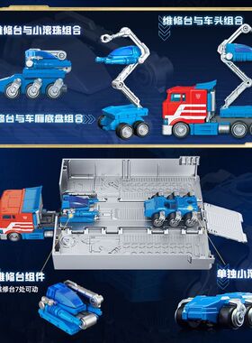 布鲁可积木车变形金刚CT01擎天柱运输车厢货套装拼装玩具模型潮玩