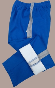 汕尾陆河实验小学校服裤子宝蓝色冬季加绒加厚大灰边运动宽脚直筒