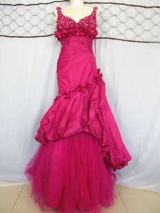 魅惑实拍法国原单重工立体花朵钉珠修身特色晚礼服宴会连衣裙孤品