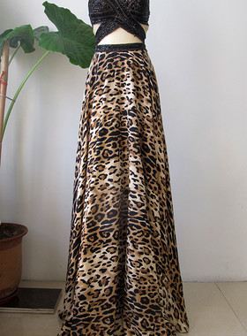 重磅法国原单重工网纱涤纶透视豹纹抹胸晚礼服晚宴主持车模连衣裙