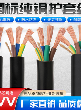 RVV国标电缆线纯铜芯2芯3芯软电线三相护套电源线2.5/4/6/10平方