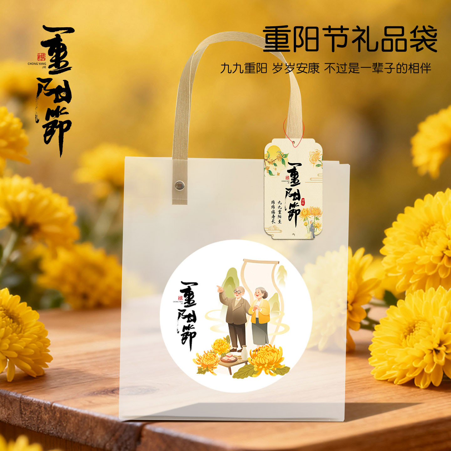 礼品袋重阳节送老人礼物包装袋磨砂手提袋子空礼盒伴手礼袋新款