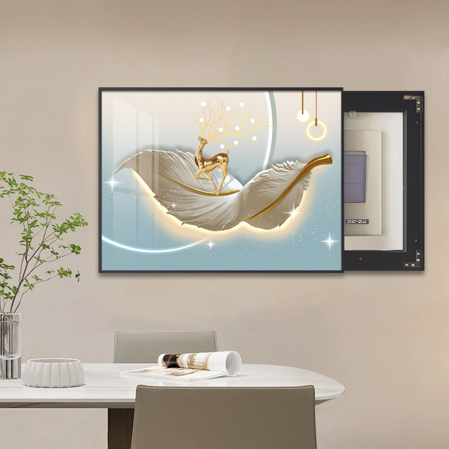 现代简表箱装饰画对方块抽象配电箱挂画强弱开关箱开关盖壁画