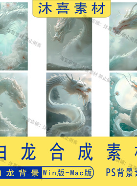 古风国潮汉服写真摄影白龙月光后期合成背景ps后期修图设计素材