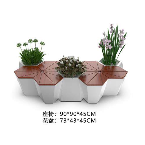 创意环形机场圆形花盆座椅组合装饰玻璃钢弧形休闲椅户外菱形坐凳