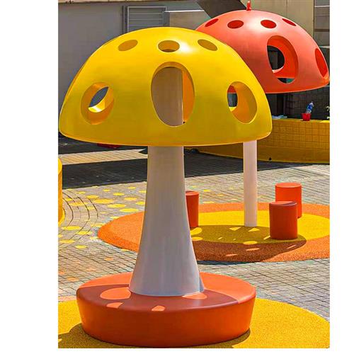 玻璃钢雕塑蘑菇坐凳大型凉亭艺术造型摆件不锈钢金属景观异形小品