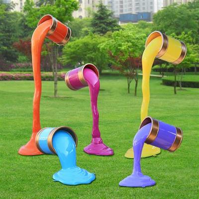 户外草坪创意油漆桶摆件玻璃钢颜料桶雕塑公园售楼部园林美陈装饰