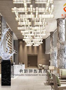 厂家现货新中式透明树脂鱼来得水家居样板房玄关工艺品摆件装饰品