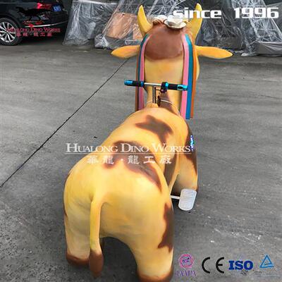 商场公园引流亲子恐龙电动车仿真动物卡通牛妞跑跑车儿童玩具小车