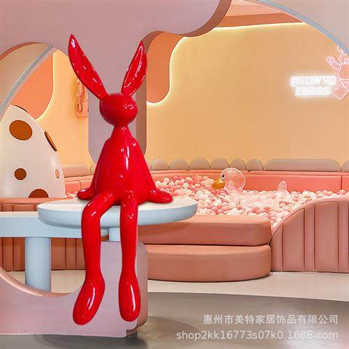 户外卡通大白兔玻璃钢雕塑艺术摆件酒店会所大厅室内大型兔子装饰,家居饰品,装饰摆件,淘宝优惠券,粉丝福利购,淘宝优惠卷