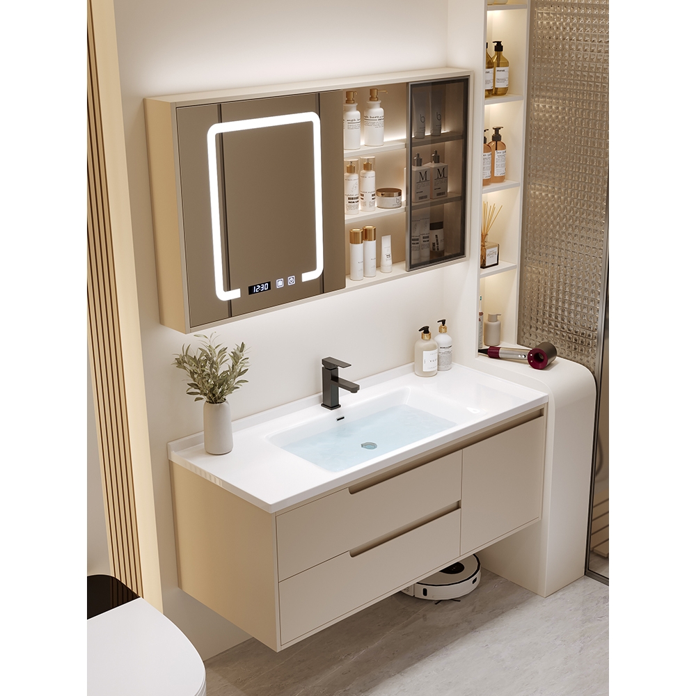 法恩莎官方旗舰店轻奢卫生间奶油浴室柜组合现代简约洗手洗脸盆洗