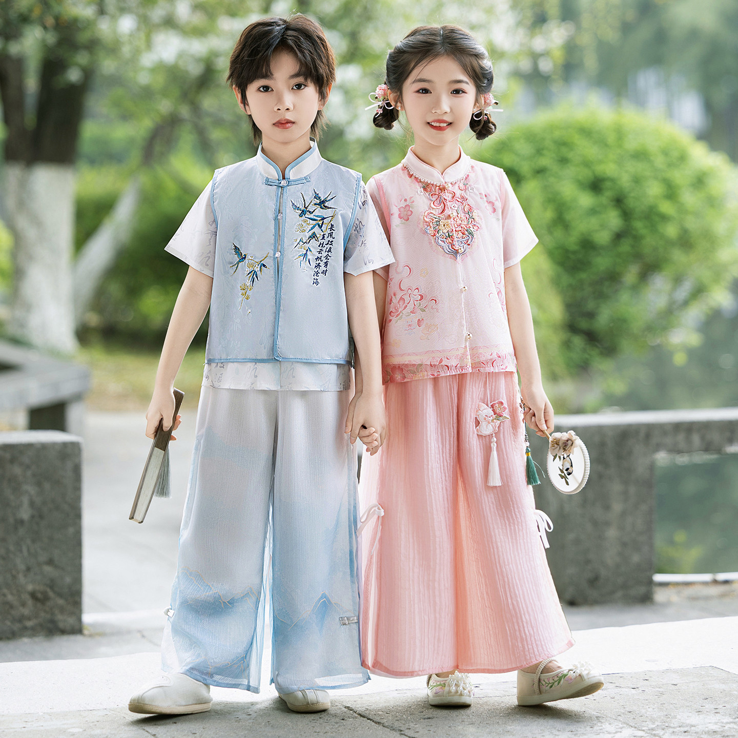 儿童汉服男童夏季古装女童日常可穿中式国风唐装小学生六一演出服