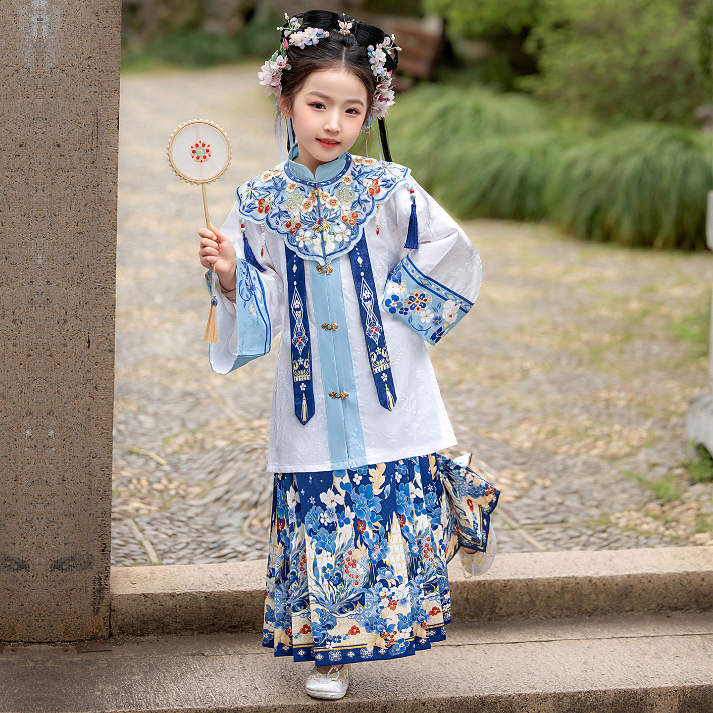 汉服女童2026春秋款儿童古装仙气公主连衣裙女孩蓝色可爱公主襦裙