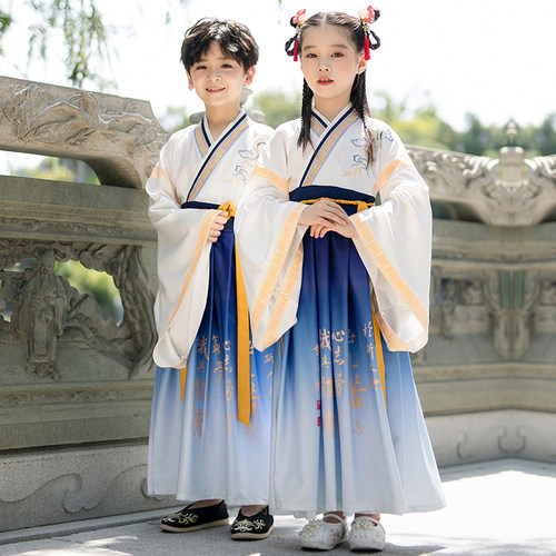 儿童国学服汉服女童朗诵演出服
