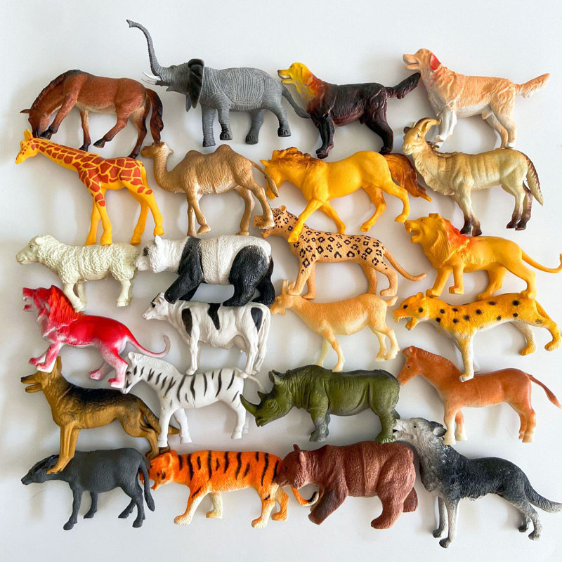 정적 시뮬레이션 동물 인형 모델 어린이 장난감 장식품 플라스틱 코끼리 호랑이 사자 늑대 기린 부드러운 접착제