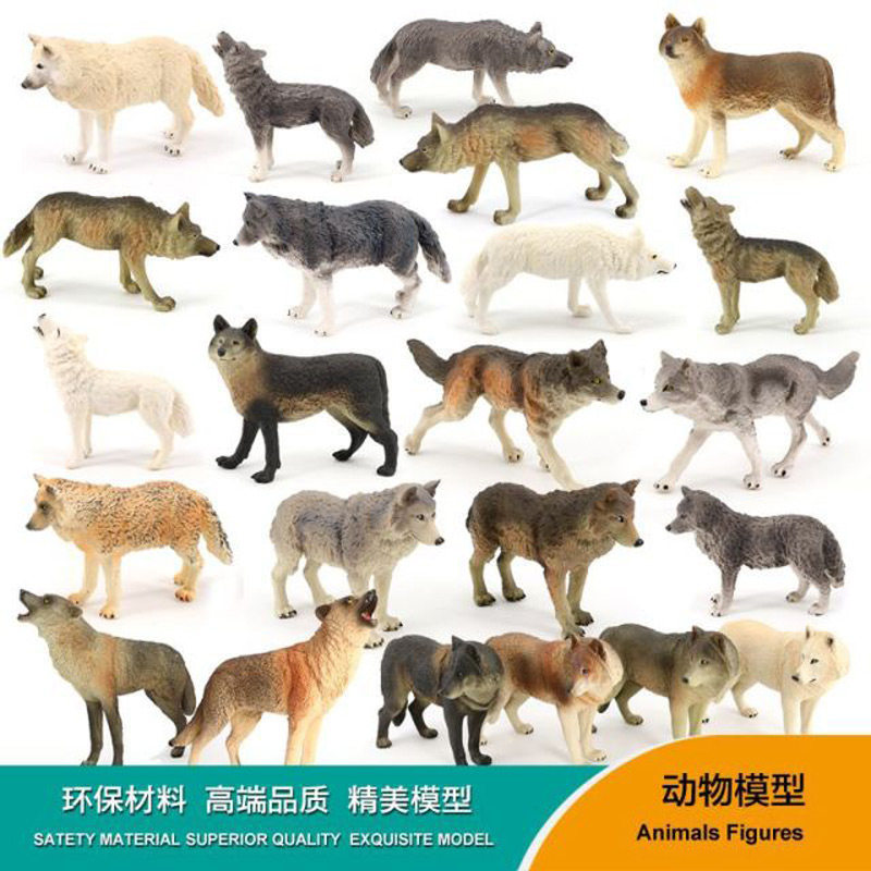 시뮬레이션 된 야생 동물 모델 고체 정적 어린이 장난감 장식품 인형 활활 타오르는 늑대 큰 나쁜 늑대 약탈 눈 늑대