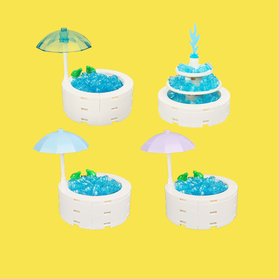 泳池喷泉水池雨伞moc积木零件
