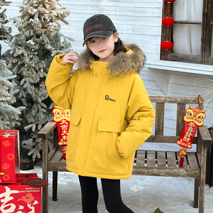 女童加绒加厚派克服秋冬款2026新款洋气儿童冬季韩系保暖风衣外套
