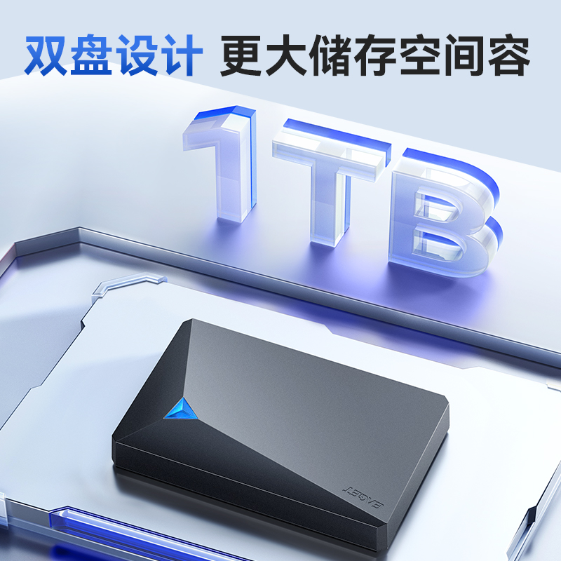 忆捷1TB双盘位可备份移动硬盘