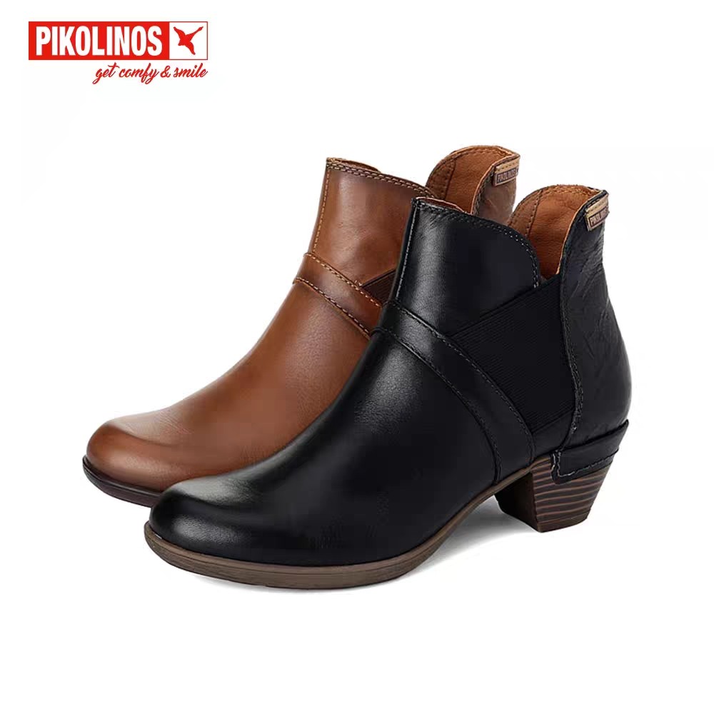 Pikolinos派高雁冬季多材质拼接圆头锥形中跟纯色短靴PA14033,女鞋,切尔西靴,淘宝优惠券,粉丝福利购,淘宝优惠卷