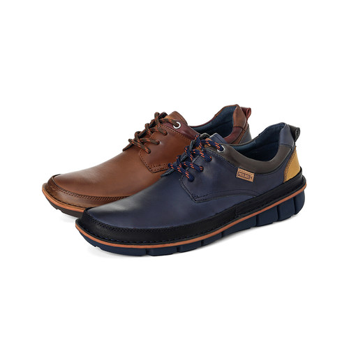 Pikolinos派高雁秋季牛皮深口圆头系带拼色休闲男皮鞋PL12601