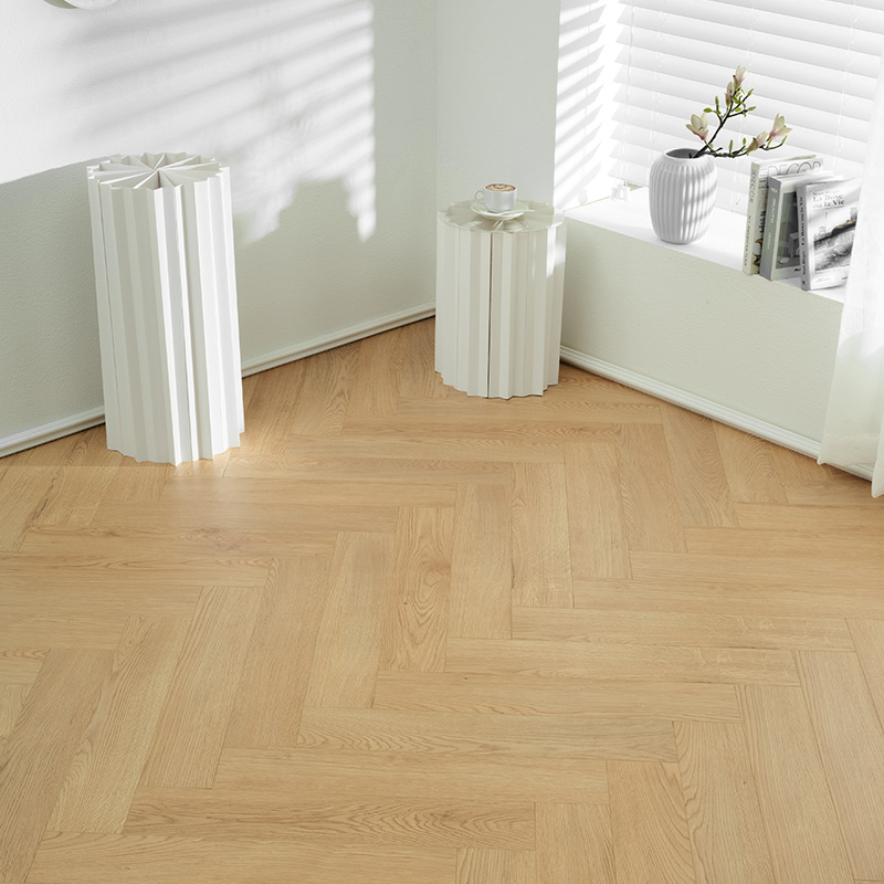 胡桃色原木结疤纹人字拼复合地板