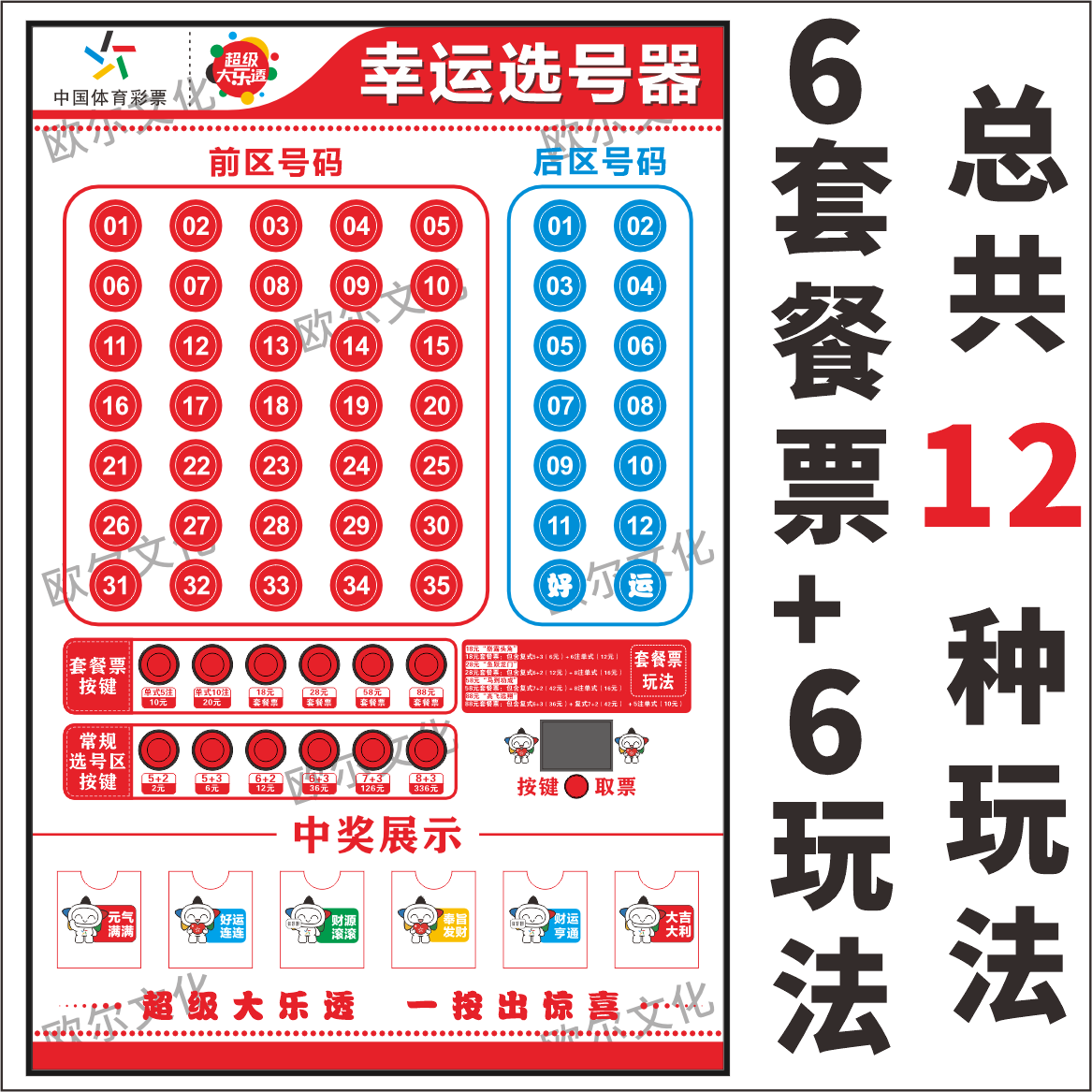 套餐票多种玩法体彩大乐透电子智能选号机模拟器定制可打印灯箱