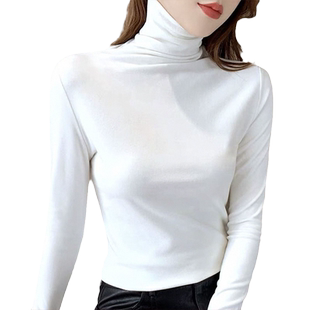 双面德绒高领打底衫女秋冬新款洋气内搭加厚保暖长袖t恤上衣女装