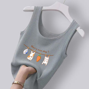 上衣内搭t恤女外穿打底 冰丝背心女U领百搭小吊带无袖 2025新款 夏季