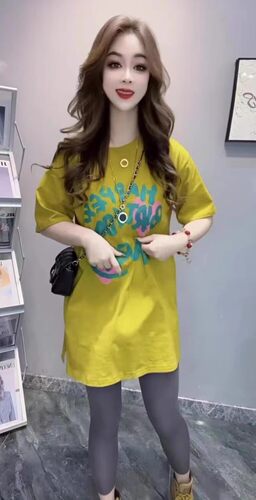 纯棉宽松开叉女夏季T恤