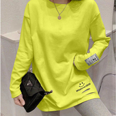 t恤女2026年新款 薄款 宽松韩版 打底衫 早春棉质内搭叠穿中长款 长袖