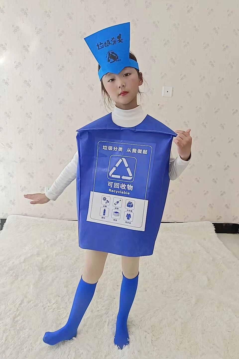 儿童环保手工衣服幼儿园宣传教育垃圾分类表演道具亲子走秀服装