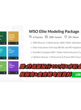 WSO Interview Course Program金融投行华尔街面试求职建模型课程