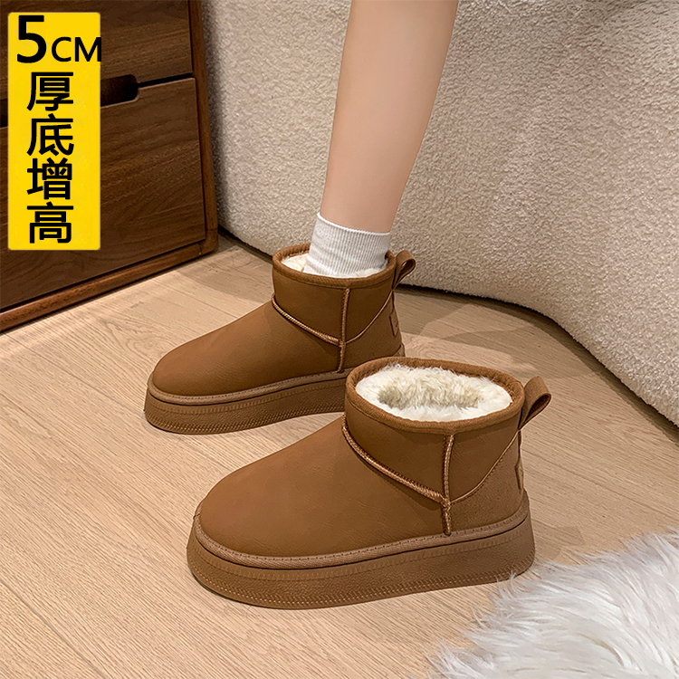 5CM小个子勃肯雪地靴女加绒加厚