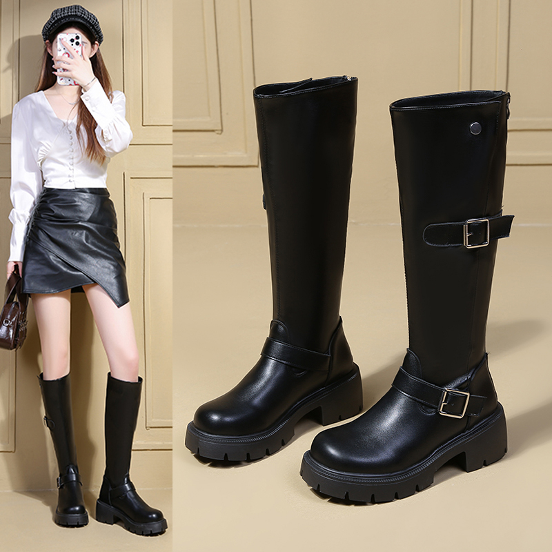 增高7CM小个子不过膝长筒靴女