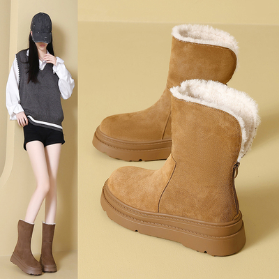 6CM小个子勃肯雪地靴女加绒加厚