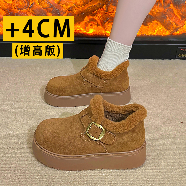 厚底增高4CM小个子加绒勃肯鞋女