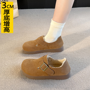加厚雪地靴一脚蹬二棉鞋 厚底勃肯鞋 孕妇乐福鞋 冬季 女加绒2025新款