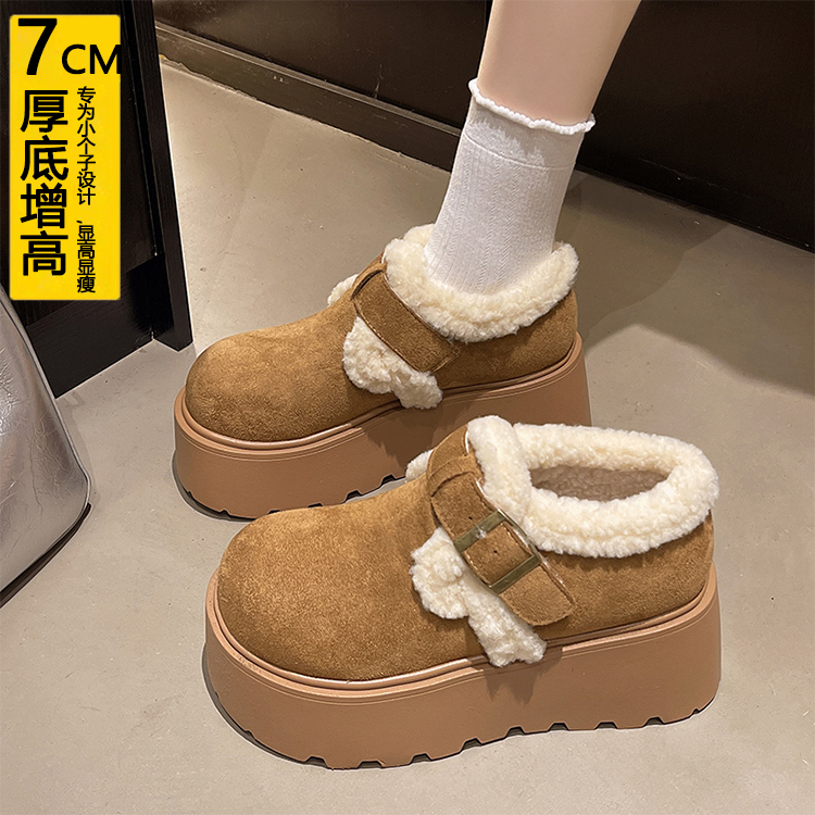 厚底增高7CM小个子加绒勃肯鞋女