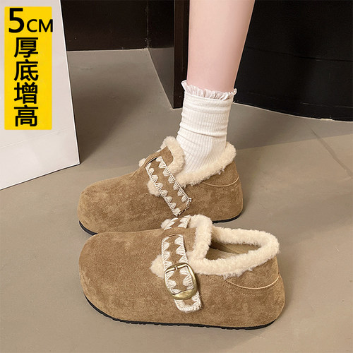 厚底增高5CM小个子勃肯鞋女加绒