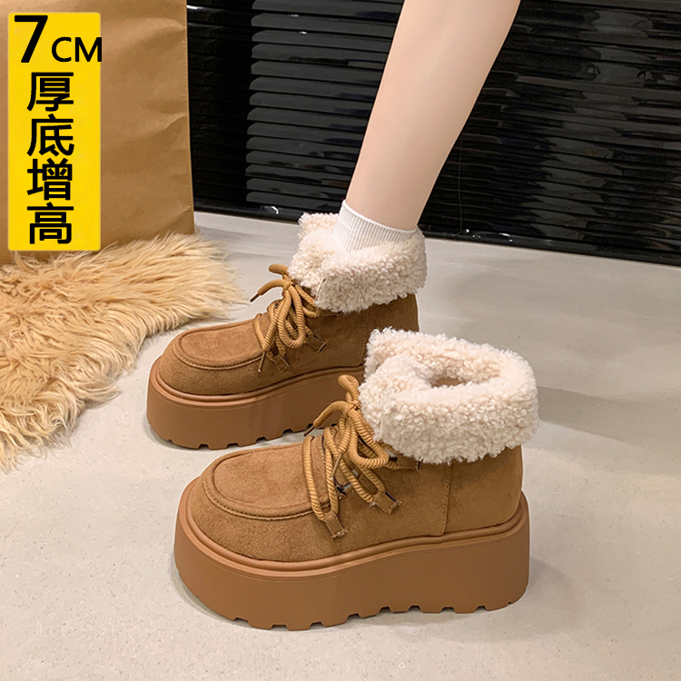 厚底增高7CM小个子加绒勃肯鞋女