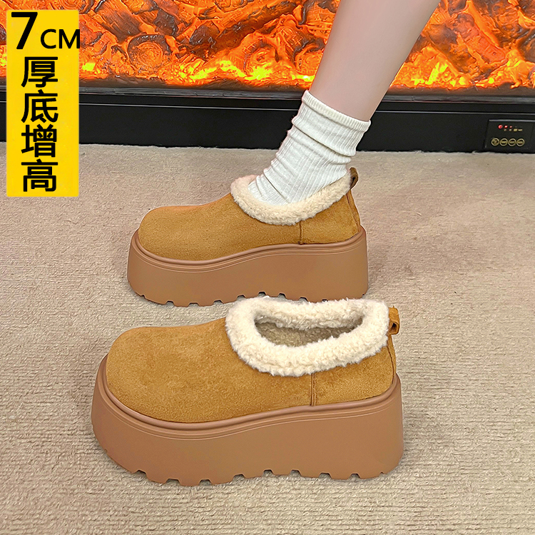 厚底增高7CM小个子加绒勃肯鞋女