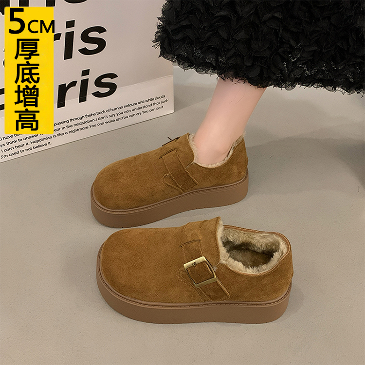 厚底增高5CM小个子加绒勃肯鞋女