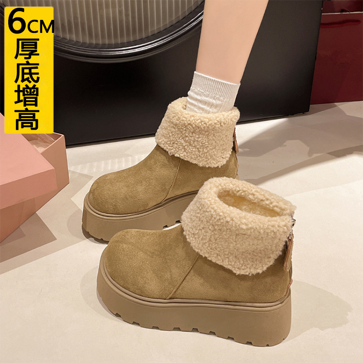 内增高6CM小个子勃肯雪地靴女冬