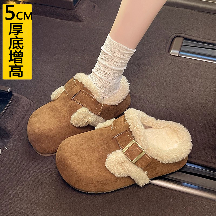 5CM小个子勃肯包头半拖鞋女外穿