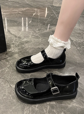 初中生小学生亮黑色小皮鞋日系少女孩校服礼仪公主鞋合唱表演出鞋