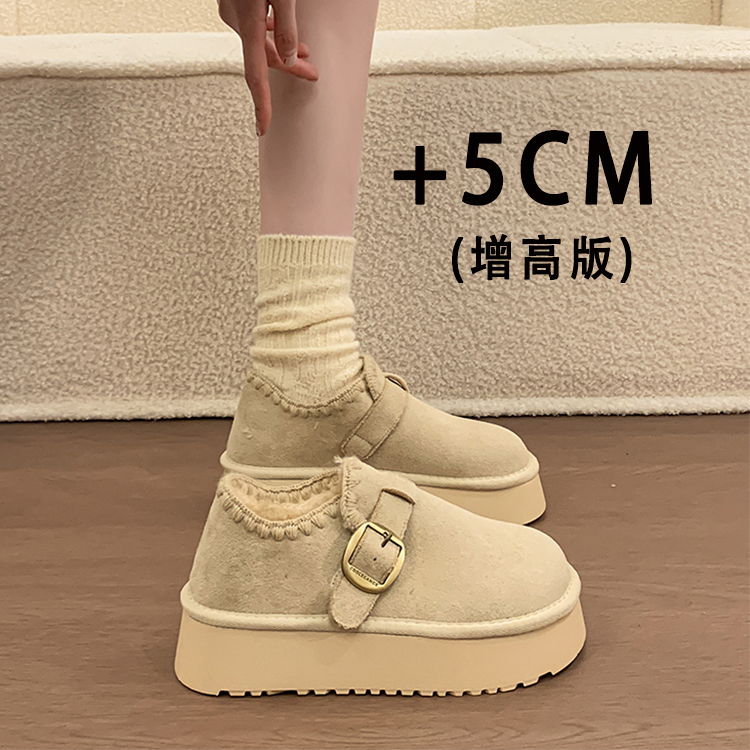 厚底增高5CM小个子加绒勃肯鞋女