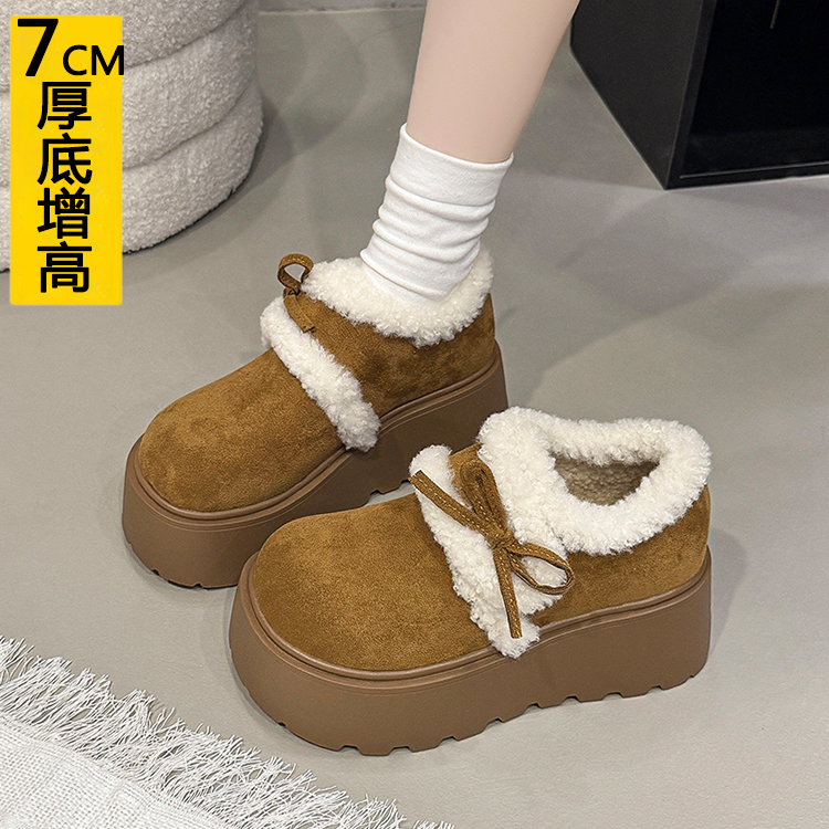 厚底增高7CM小个子加绒勃肯鞋女